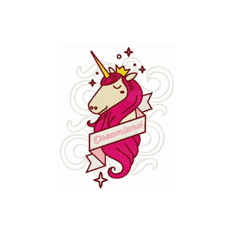 Preview of the Unicorn from Dreamland embroidery design featuring a whimsical unicorn motif for creative stitching.