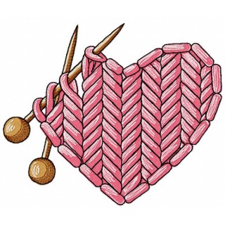 Knitting heart embroidery design - Embroidery Design