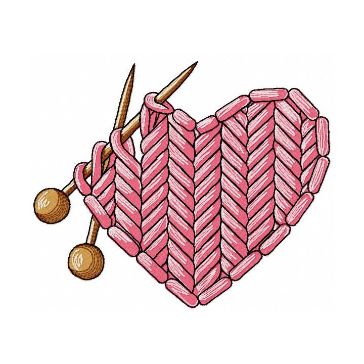 Knitting heart embroidery design - Embroidery Design