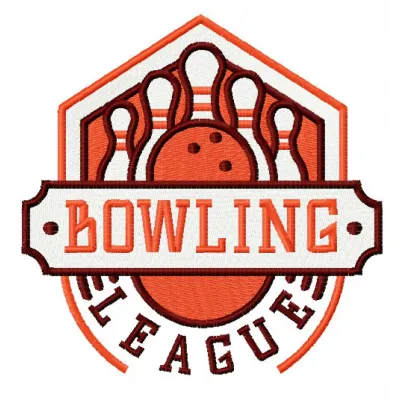Bowling league 4 embroidery design showcasing a dynamic stitched motif for custom bowling apparel.