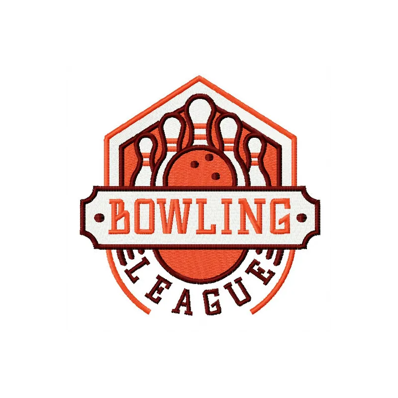 Bowling league 4 embroidery design showcasing a dynamic stitched motif for custom bowling apparel.