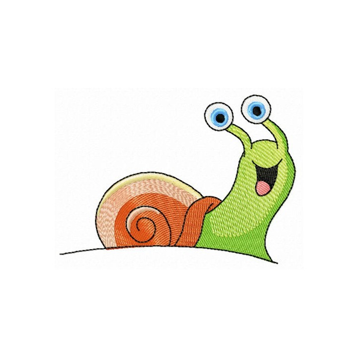 Happy snail embroidery design - Embroidery Design