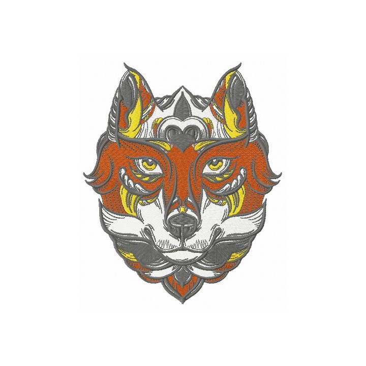 Fox in the mask embroidery design - Embroidery Design