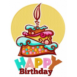Happy birthday cake embroidery design - Embroidery Design