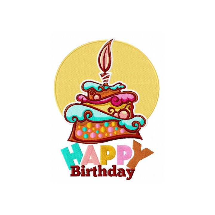 Happy birthday cake embroidery design - Embroidery Design
