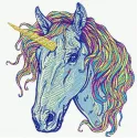 Magical Mane embroidery design featuring a whimsical unicorn, ideal for stitching on t-shirts and tote bags.
