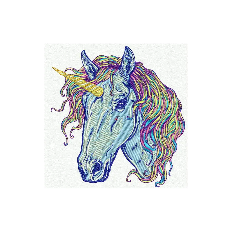 Magical Mane embroidery design featuring a whimsical unicorn, ideal for stitching on t-shirts and tote bags.