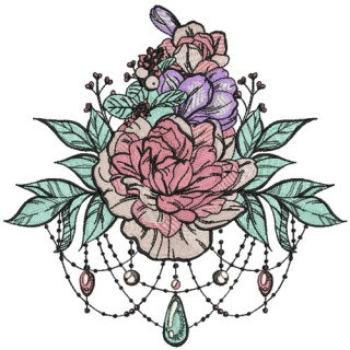 Peony bouquet embroidery design - Embroidery Design