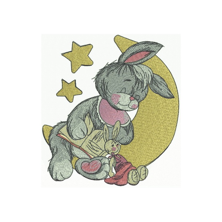 Sleeping bunny 2 embroidery design - Embroidery Design
