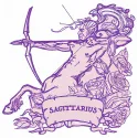 Embroidery design preview of the Sagittarius zodiac sign, showcasing intricate stitching patterns.