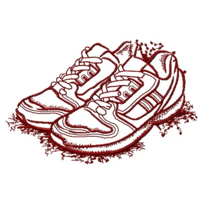 Sneakers sketch embroidery design showcasing a playful and artistic pattern for spring-themed projects.