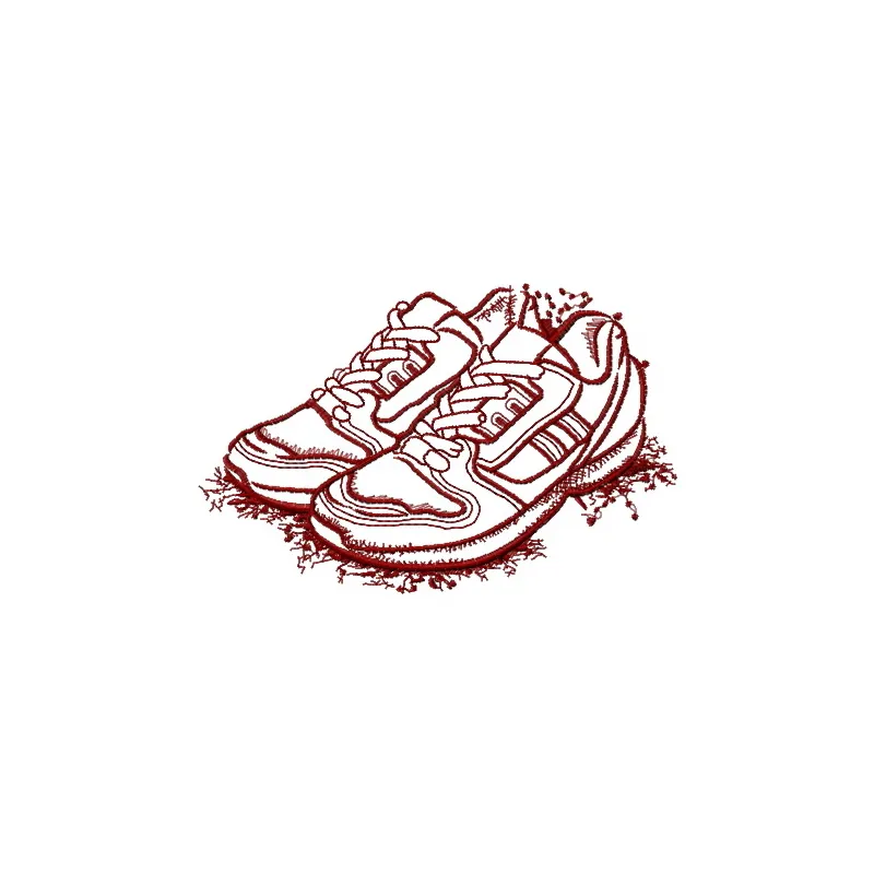 Sneakers sketch embroidery design showcasing a playful and artistic pattern for spring-themed projects.