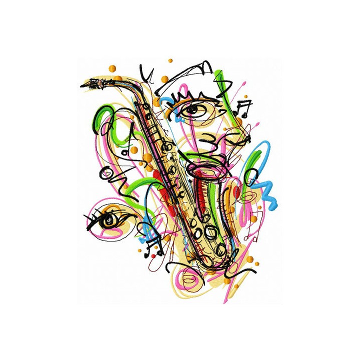Saxophone embroidery design - Embroidery Design