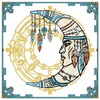 Indian moon embroidery design - Embroidery Design