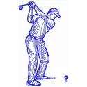 Embroidery design featuring a golfer in mid-swing, ideal for adding charm to golf-themed projects.