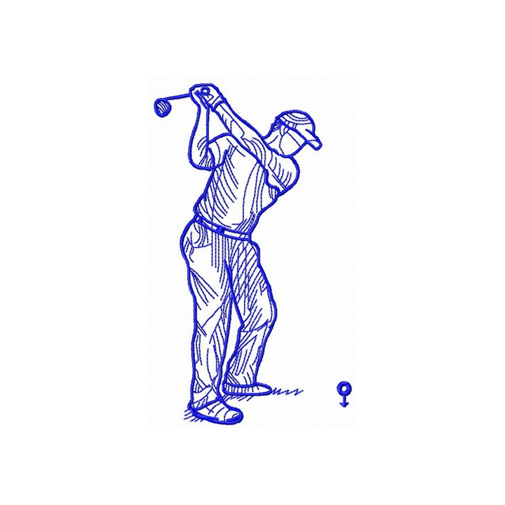 Golfer swungs embroidery design - Embroidery Design