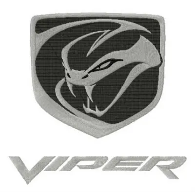 Dodge Viper logo embroidery design preview showcasing intricate stitching patterns for car enthusiasts.