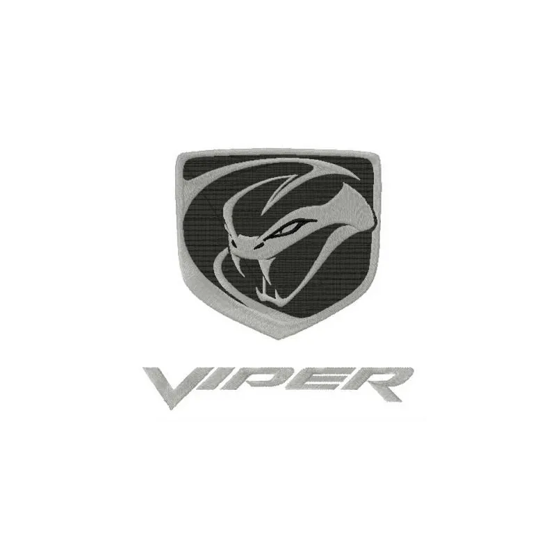Dodge Viper logo embroidery design preview showcasing intricate stitching patterns for car enthusiasts.