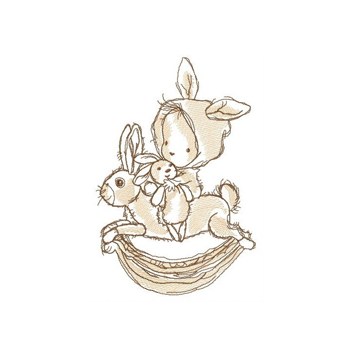 Riding rabbit embroidery design - Embroidery Design