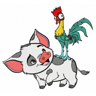 Pua and Heihei embroidery design - Embroidery Design