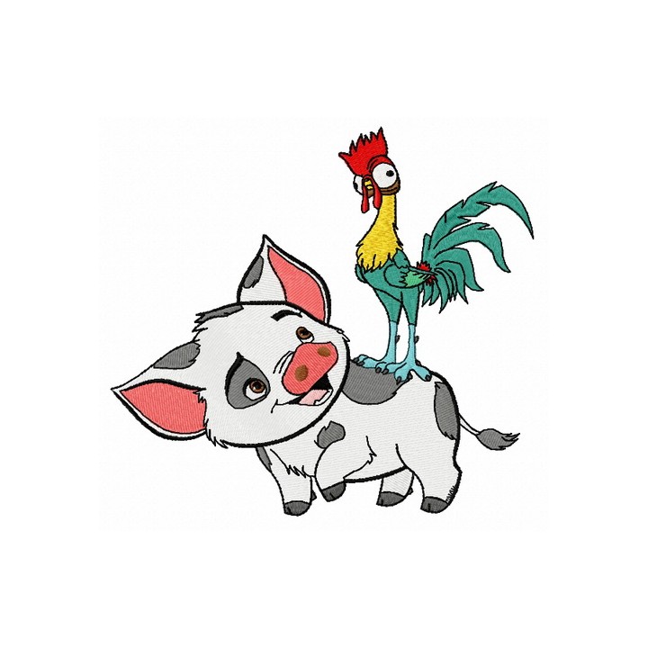 Pua and Heihei embroidery design - Embroidery Design