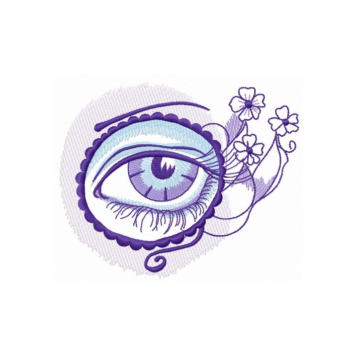 Eye in circle and flowers embroidery design - Embroidery Design
