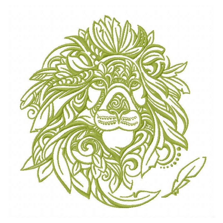 Feathered lion embroidery design - Embroidery Design