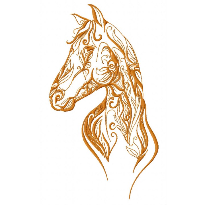 Horse with floral pattern embroidery design - Embroidery Design