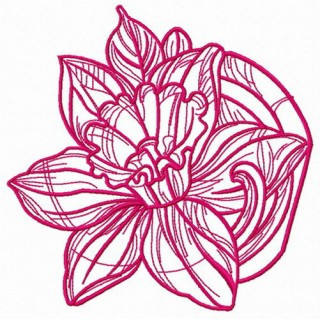 Pink daffodil one color embroidery design - Embroidery Design