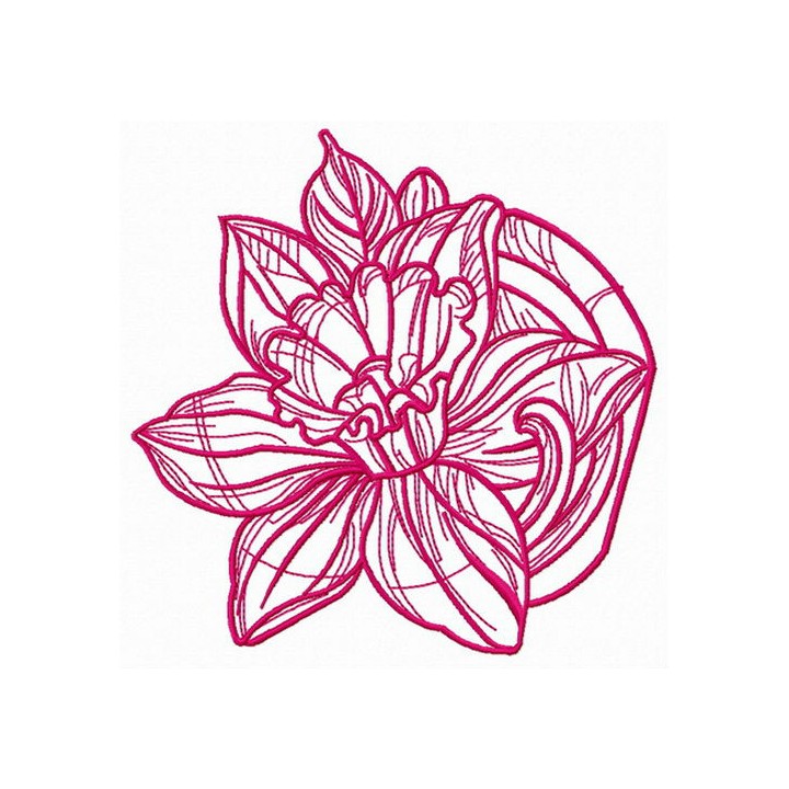 Pink daffodil one color embroidery design - Embroidery Design