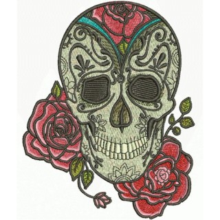 Skull and rose embroidery design - Embroidery Design