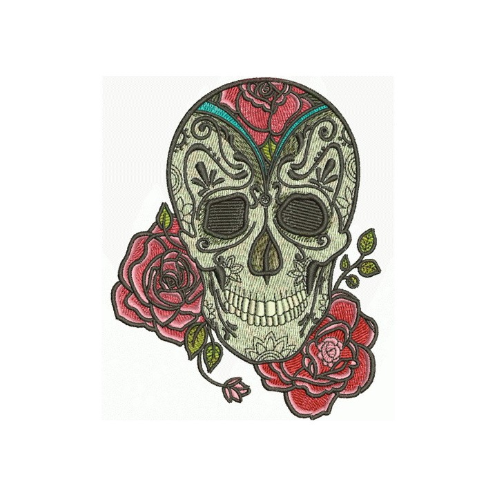 Skull and rose embroidery design - Embroidery Design
