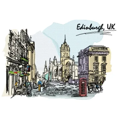 Preview of the Edinburgh embroidery design showcasing intricate patterns inspired by Scottish heritage.