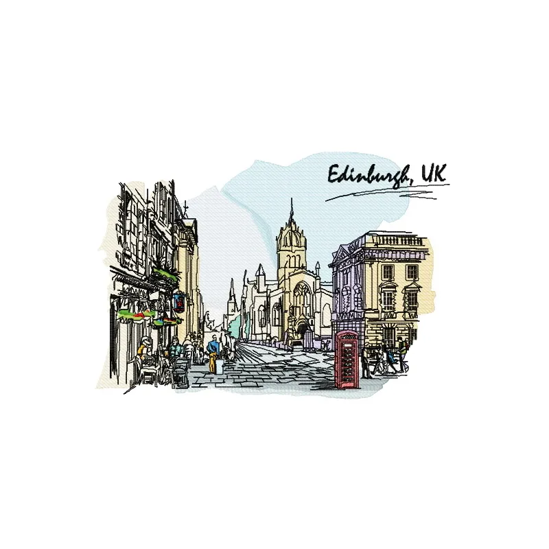 Preview of the Edinburgh embroidery design showcasing intricate patterns inspired by Scottish heritage.