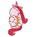 Sleeping unicorn embroidery design showcasing a whimsical unicorn motif, ideal for baby onesies and pillows.