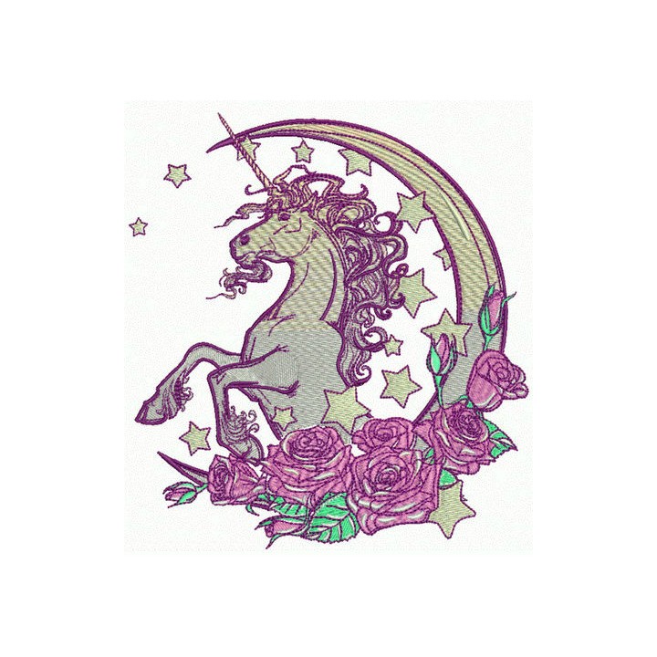 Moonlight unicorn embroidery design - Embroidery Design