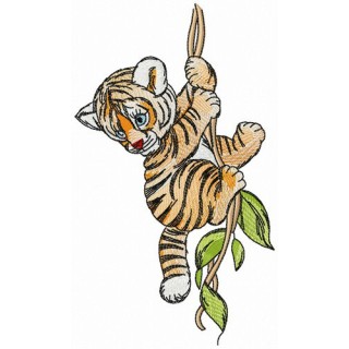 Tiger on liana embroidery design - Embroidery Design