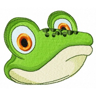 Green frog muzzle embroidery design - Embroidery Design