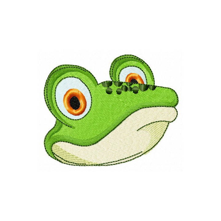 Green frog muzzle embroidery design - Embroidery Design