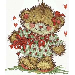 Cute bear girl embroidery design