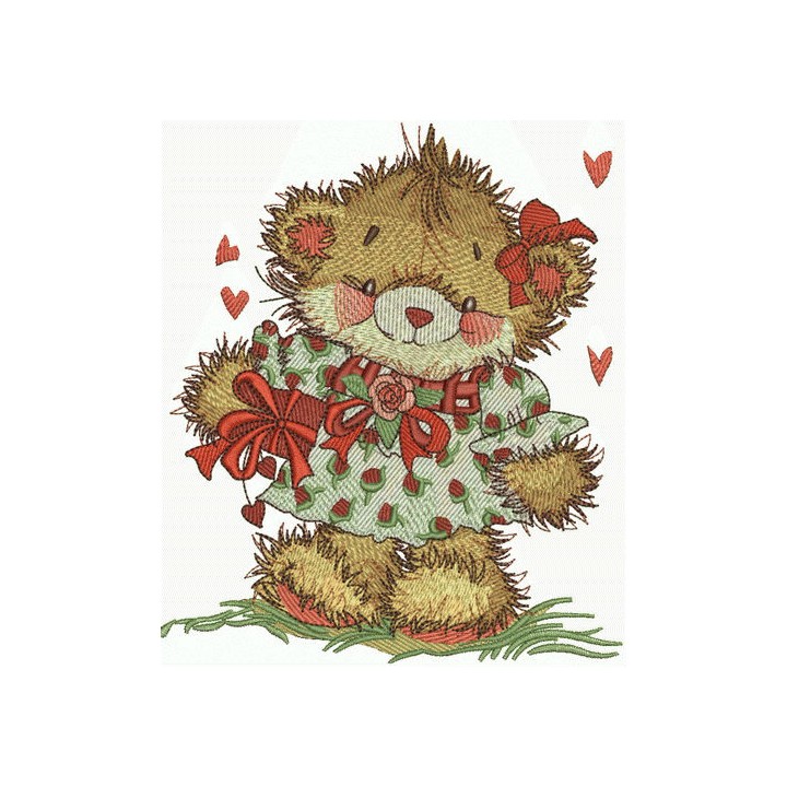 Cute bear girl embroidery design