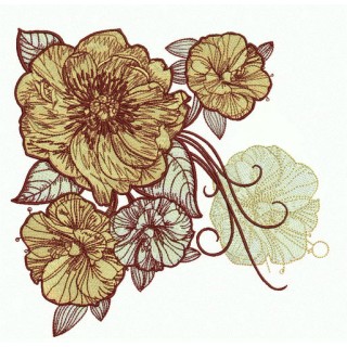 Big rose flowers embroidery design - Embroidery Design