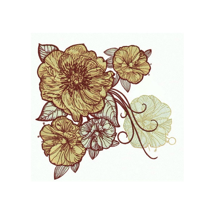 Big rose flowers embroidery design - Embroidery Design