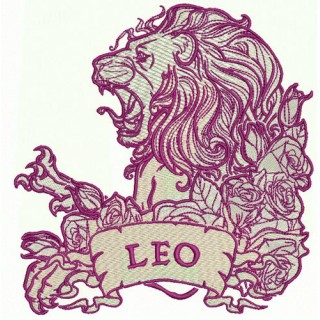Leo and roses embroidery design - Embroidery Design
