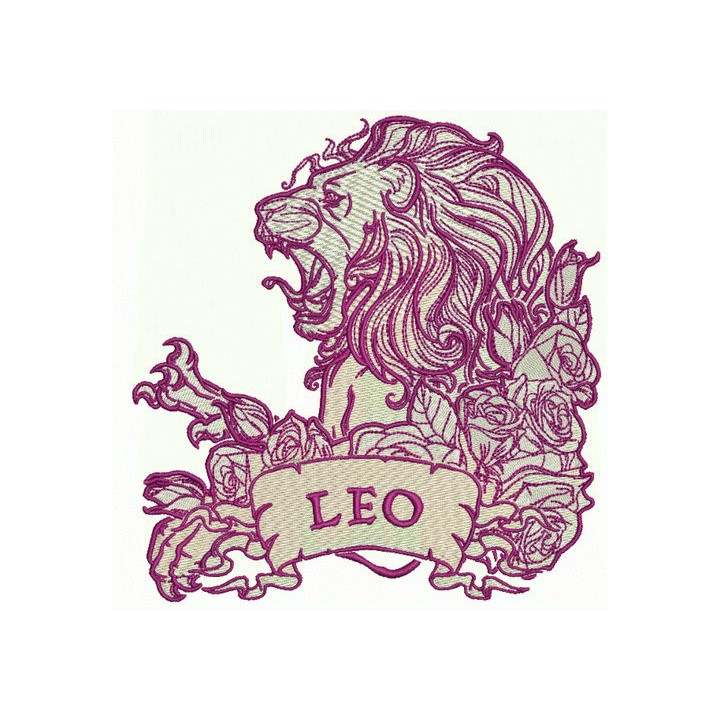 Leo and roses embroidery design - Embroidery Design