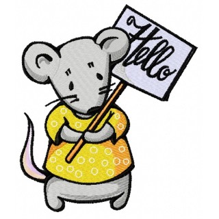 Mouse with nameplate embroidery design - Embroidery Design