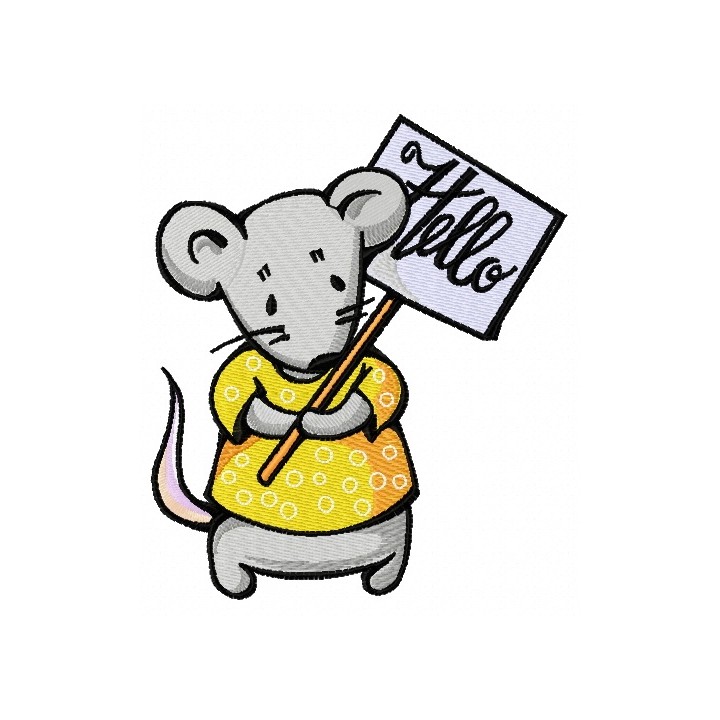 Mouse with nameplate embroidery design - Embroidery Design