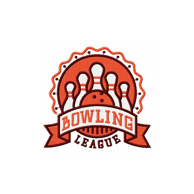 Bowling league 2 embroidery design featuring a dynamic bowling motif, ideal for stitching on hoodies or tote bags.