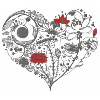Floral heart 3 embroidery design - Embroidery Design