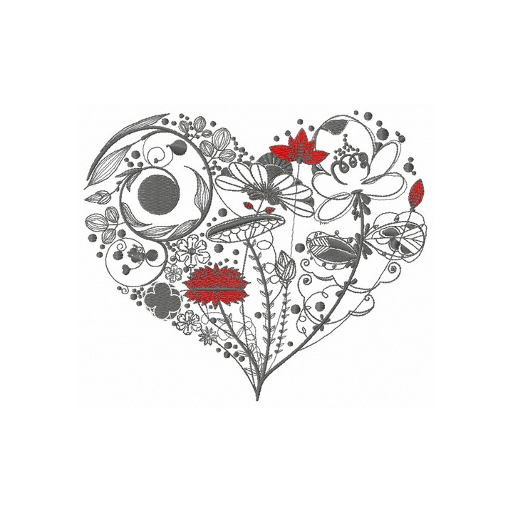 Floral heart 3 embroidery design - Embroidery Design